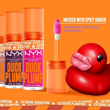 NYX Professional Makeup Lip Plumping Gloss Intense Colour High Pigmentation Extreme Shine Finish Infused with Spicy Ginger Vegan Formula Duck Plump Clearly Spicy 01 Clearly Spicy