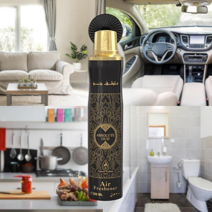 Absolute Oud Air Freshener by French Arabian Perfume 300ml Authentic Arabic Fragrance with Saffron Oud Patchouli Musk Long-Lasting Ozone-Friendly CFC Free Made in UAE