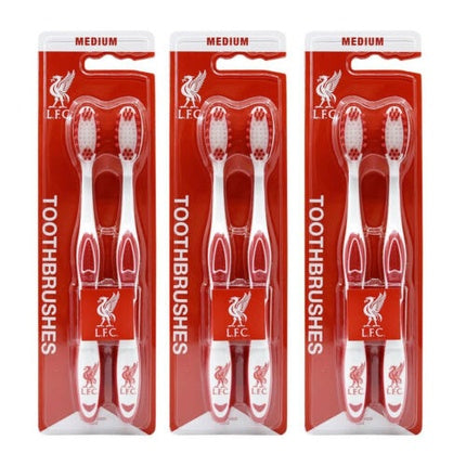 Liverpool F.C. Adults Medium Bristle Toothbrush Dental Teeth Oral Care 6 Piece Set