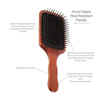 Acca Kappa Pneumatic Kotibe Wood Paddle Brush with Boar Bristles Travel Size