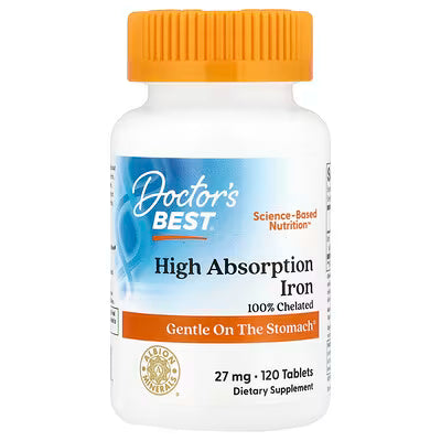 Doctor's Best High Absorption Iron with Ferrochel 27mg 120 Tablets
