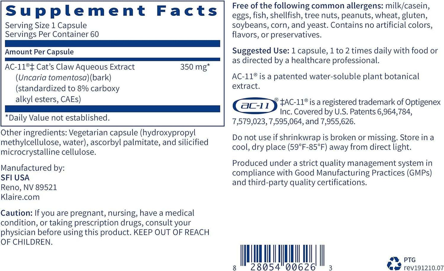 Proteclagen (60 cápsulas) - Klaire Labs (SFI Health)