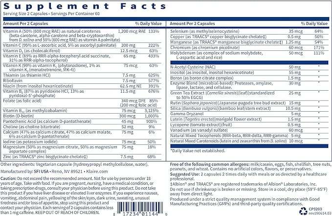 Kern -Multi -120 -Kapseln - Klaire Labs (SFI Health)