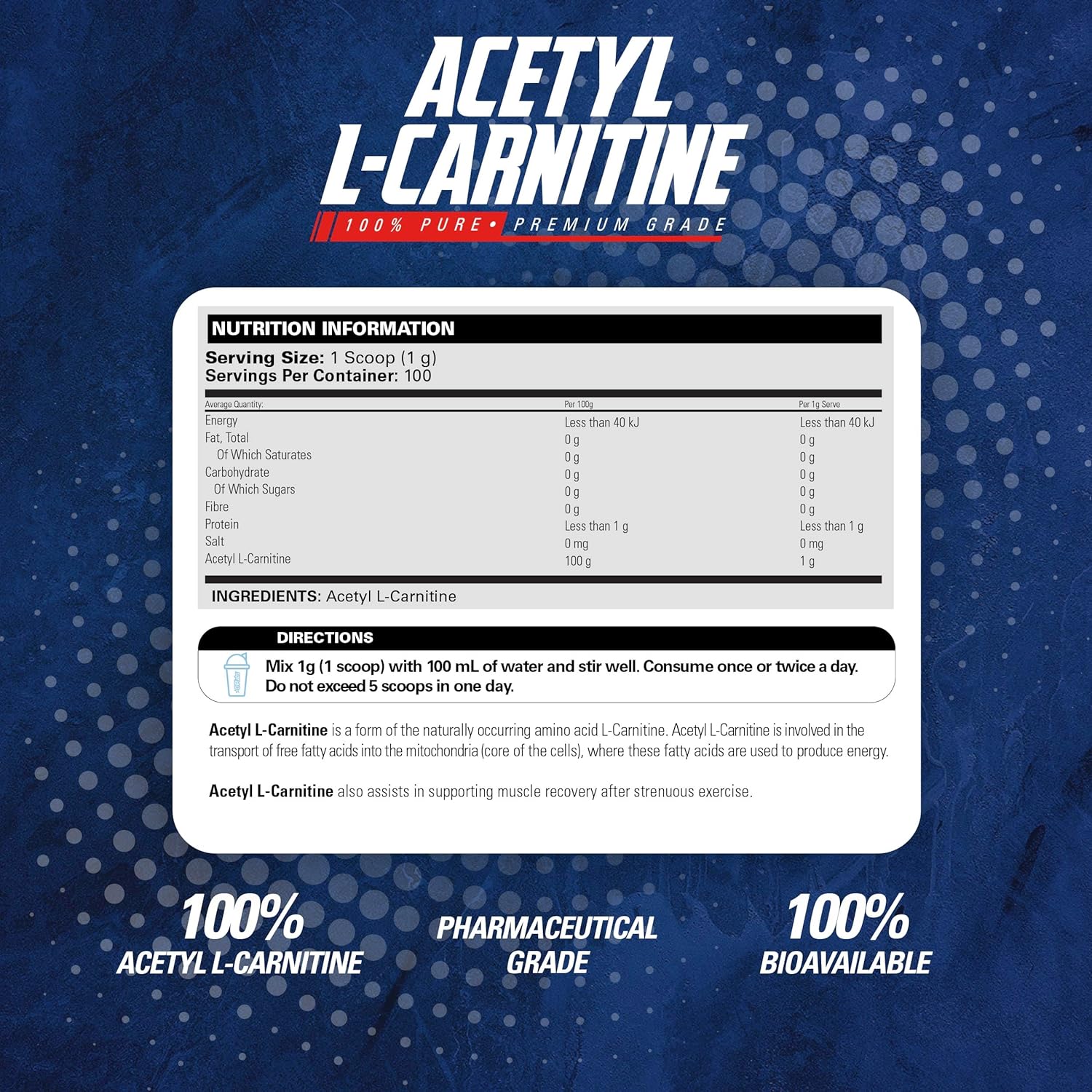 EHP Labs acetil l-carnitina 100g