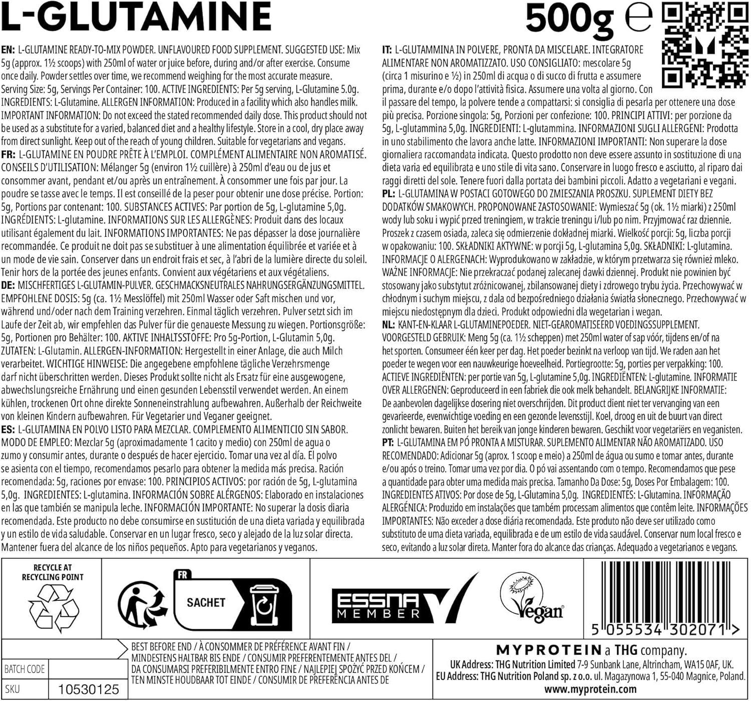MyProtein L-Glutamine 500g