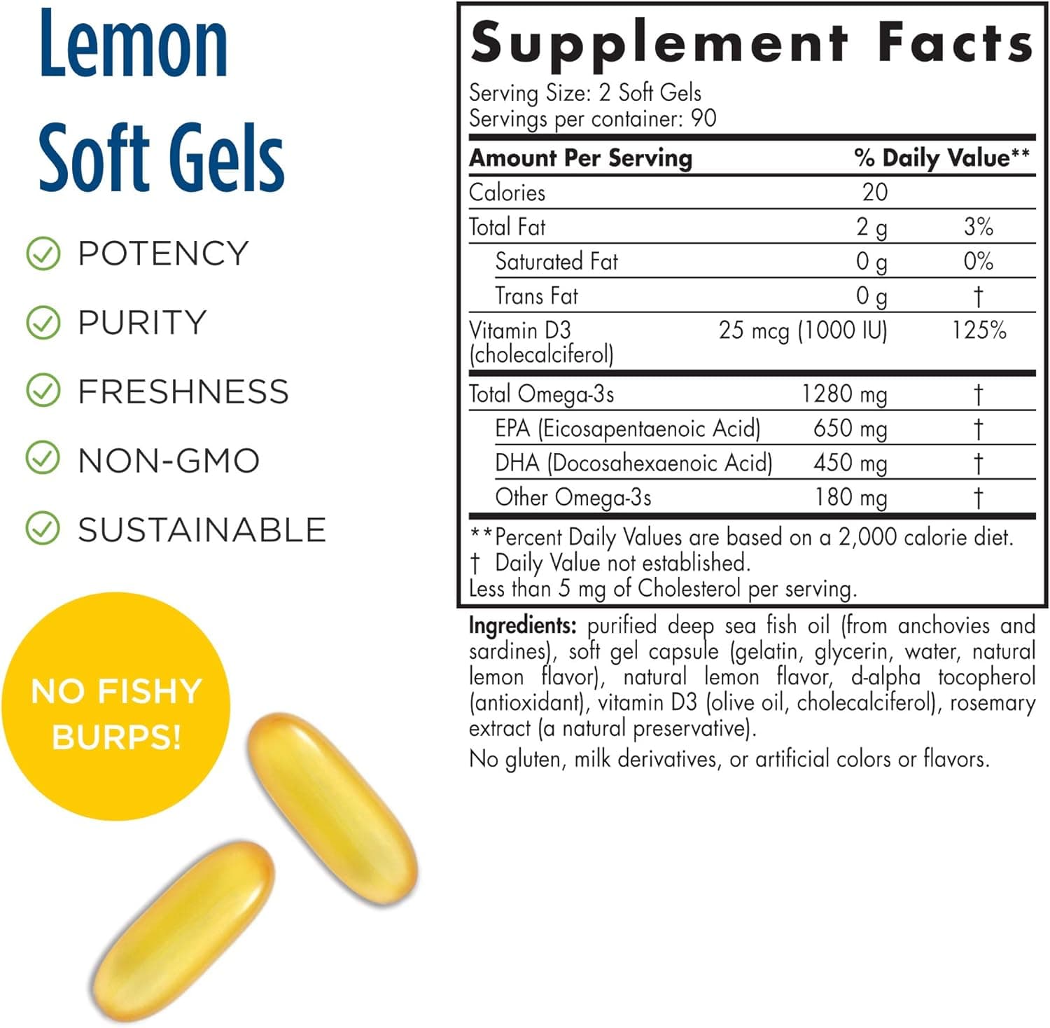 Proomega -D® Lemon 1000mg 120 gels - Noordse naturals