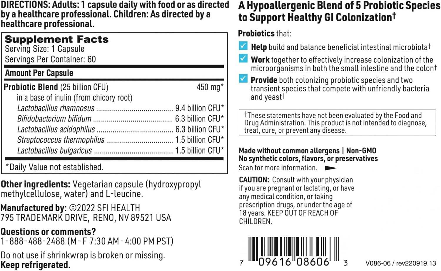 „Pro -5“, 60 CAPS - „Klaire Labs“ („SFI Health“)