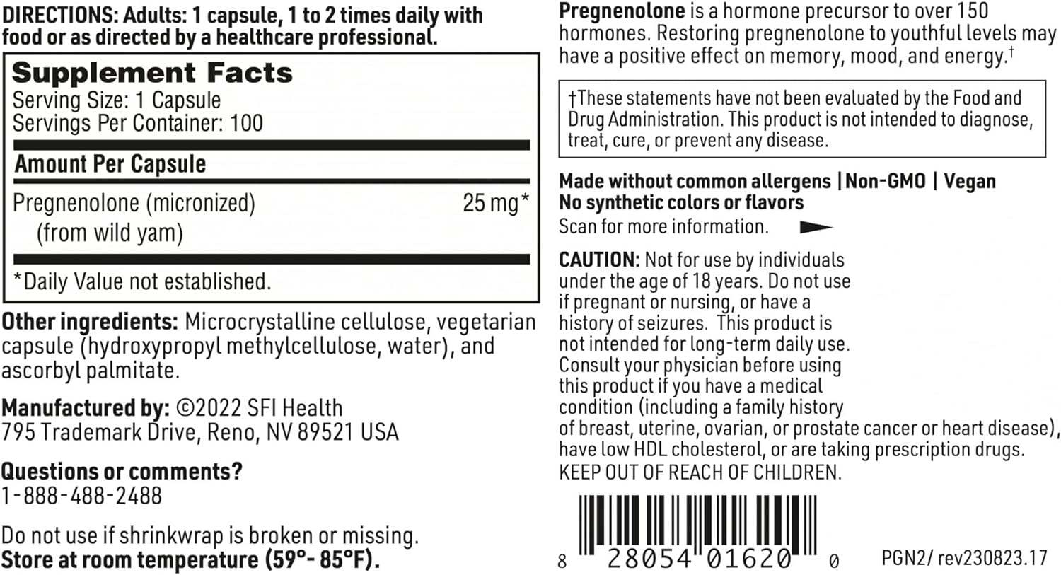 Pregsulone (25 mg) 100 χορτοφαγικές κάψουλες - Klaire Labs (SFI Health)