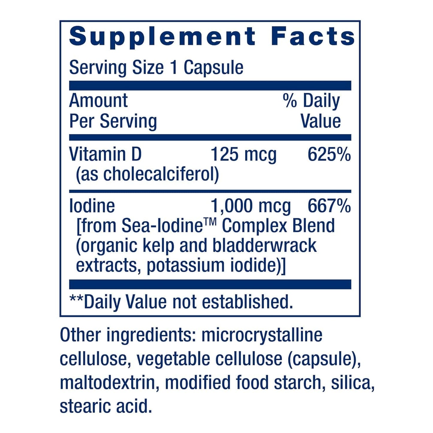 Vitamina D3 con IODINE SEA 5000 UI, 60 capsule - estensione della vita