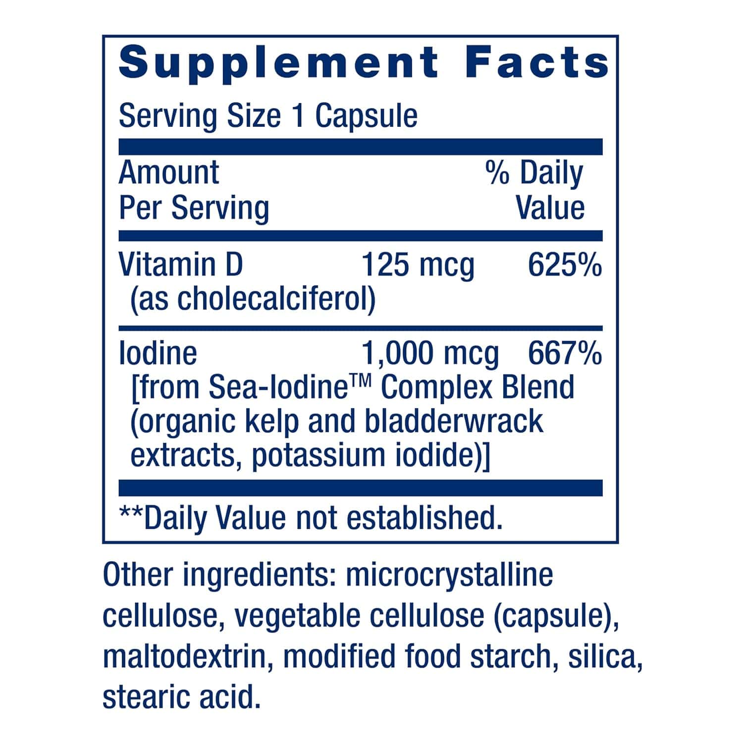 Vitamine D3 avec la mer 5000 UI, 60 capsules - Extension de vie