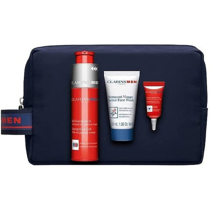 Clarins Men Energizing Gift Set - Gel 50ml, Face Wash 30ml, Eye Gel 3ml