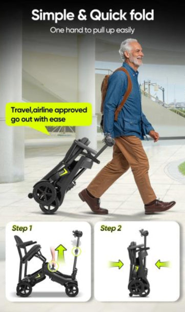 Welzo Freef Freef Lightweight Foldable Mobility Scooter - 4 Wiel, draagbare elektrische scooter voor volwassenen Lithium Battery, 20 km bereik