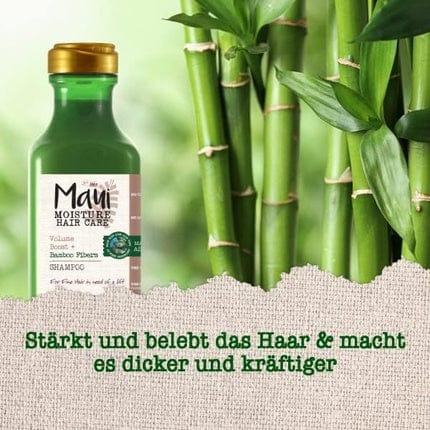 Maui Vlhkost objem Boost bambusových vláken šampon 385 ml s bambusovými vlákny, ricinový olej a olej z Neem - zvlhčování a veganská péče o vlasy