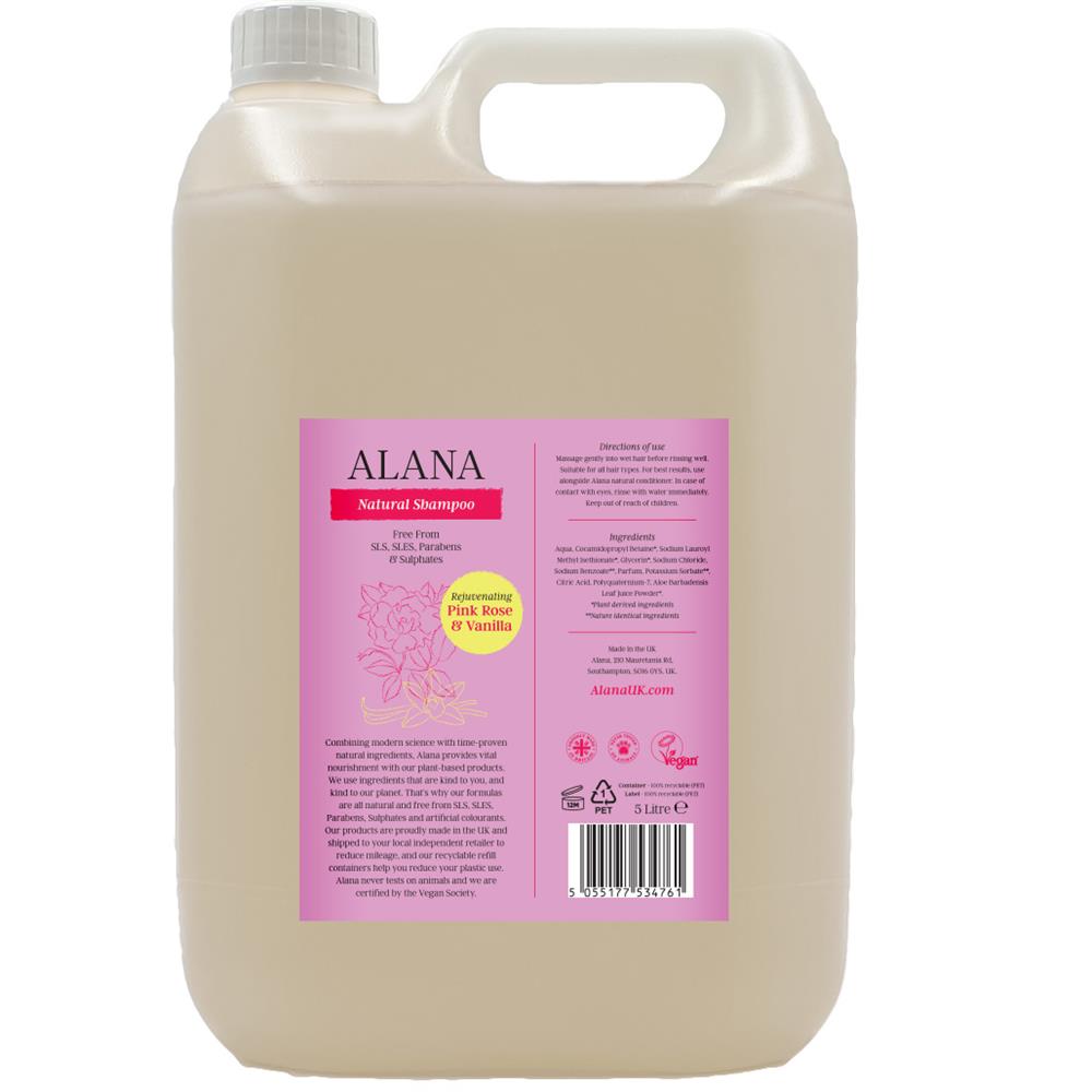 Pink Rose & Vanilla Natural Shampoo 5L, Alana