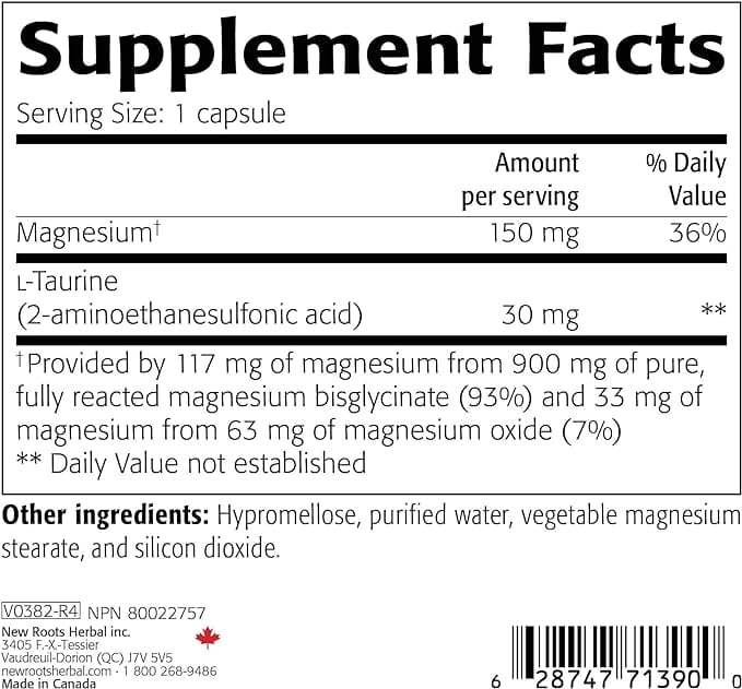 Bisglycinate Magnesium Plus (120 κάψουλες) - Νέες ρίζες βοτάνων