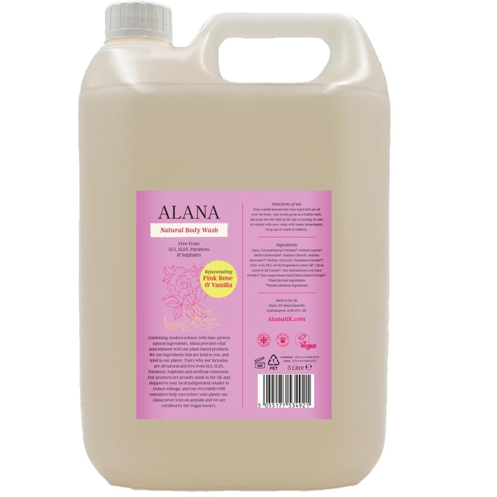 Pink Rose & Vanilla Natural Body Wash 5L, Alana