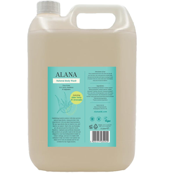 Aloe Vera & Avocado Natural Body Wash 5L, Alana