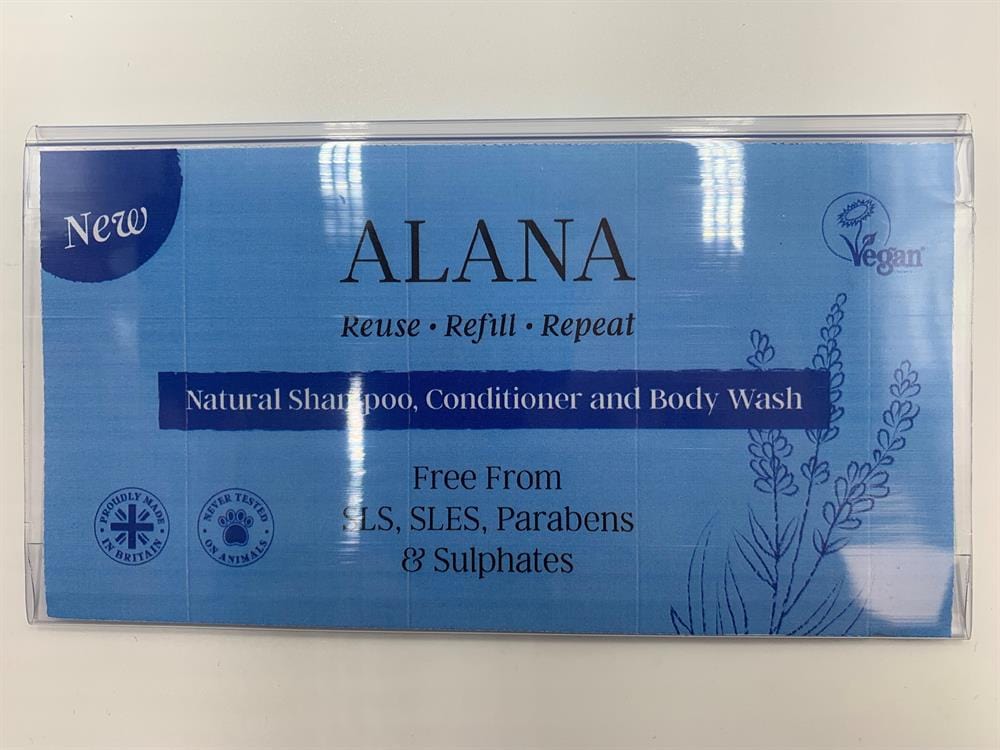 Alana Branded Shelf Talker 6x3 inches (15x7.5cm), Alana