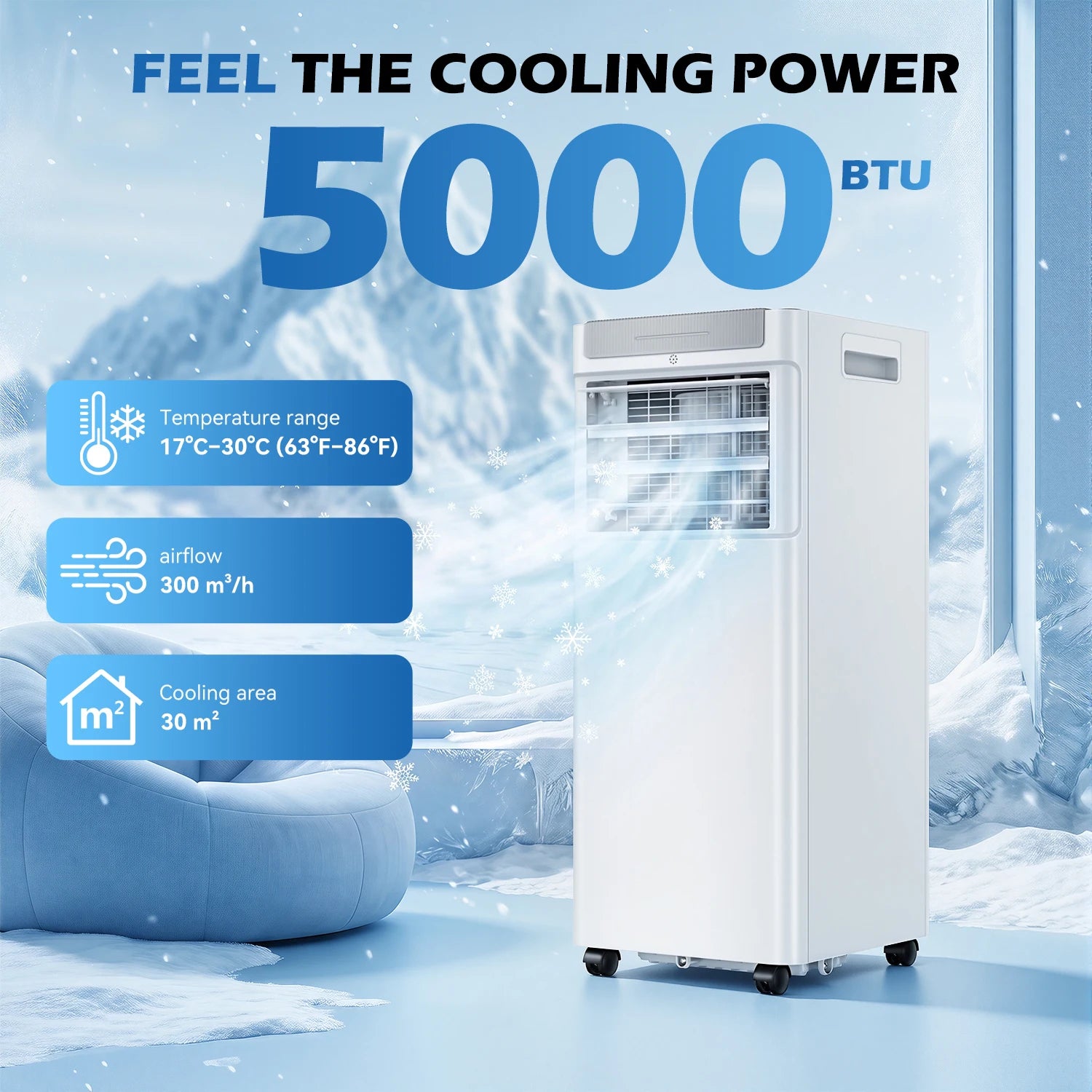 Přenosná klimatizace – jednotka chlazení, ventilace a odvlhčování 3 v 1