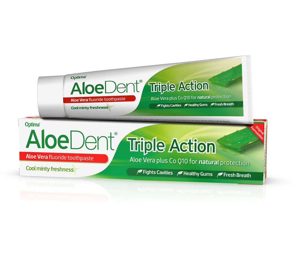 Triple Action Aloe+CoQ10 Toothpaste FLUORIDE - Peppermint 100ml, Aloe Dent