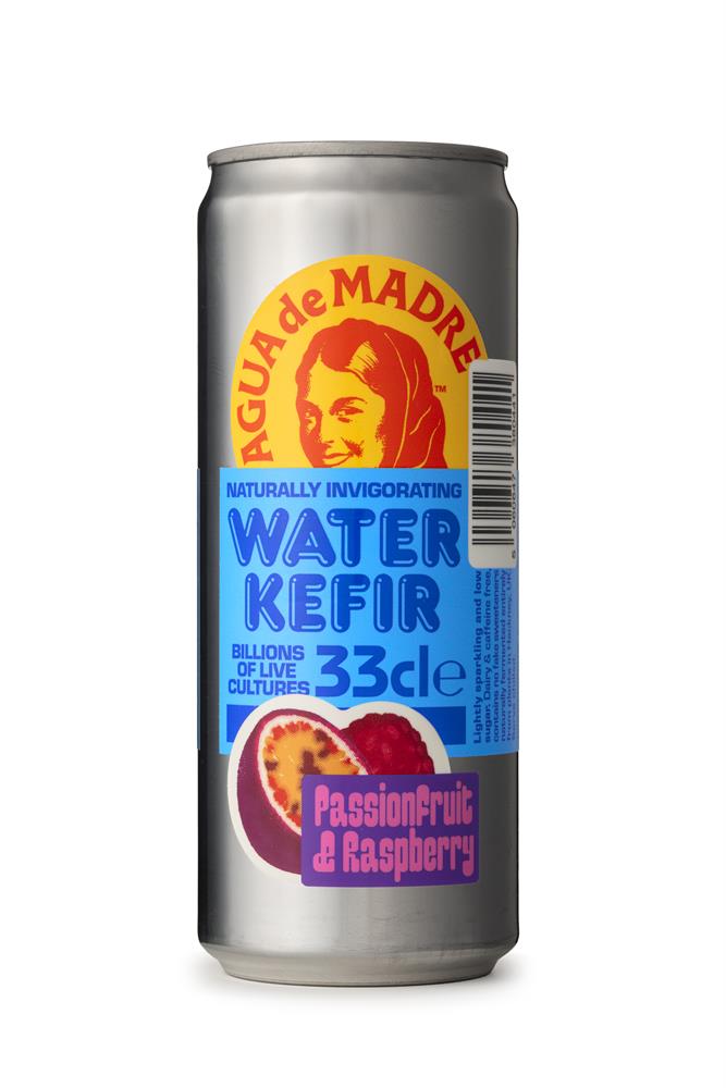 Agua de Madre Passion Fruit & Raspberry Water Kefir Can 330ml, Agua De Madre