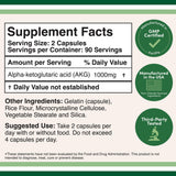 Ácido alfa -cetoglutarico de madera doble (AKG) - 180 x 500 mg de cápsulas