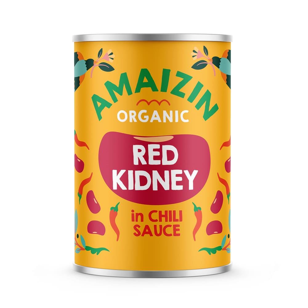 Organic Red Kidney Beans in Chilli Sauce 400g, Amaizin