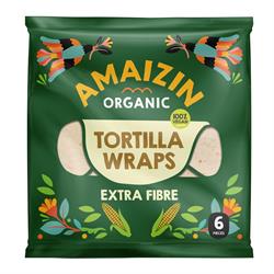 Amaizin Tortilla Wraps Extra Fibre Organic 240g Pack (6 pieces), Amaizin