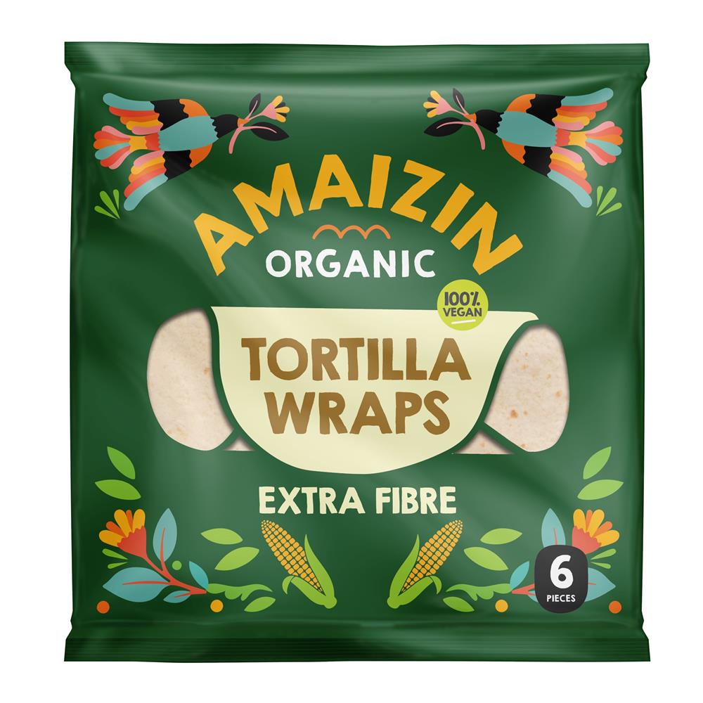 Amaizin Tortilla Wraps Extra Fibre Organic 240g Pack (6 pieces), Amaizin