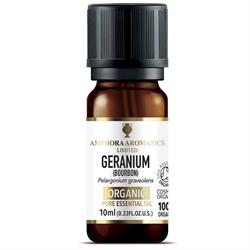 Geranium Bourbon Organic Essential Oil 10ml, Amphora Aromatics