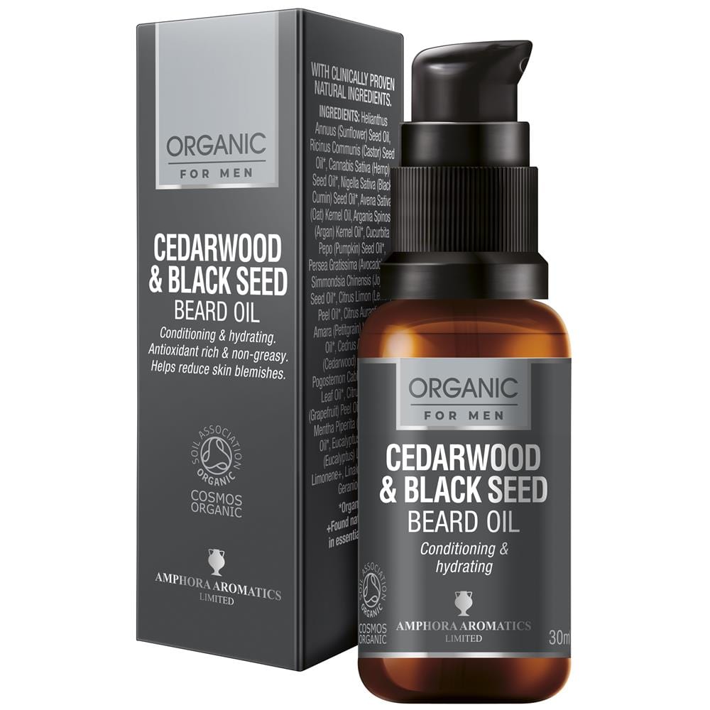 Cedarwood & Black Seed Beard Oil COSMOS Organic 30ml, Amphora Aromatics