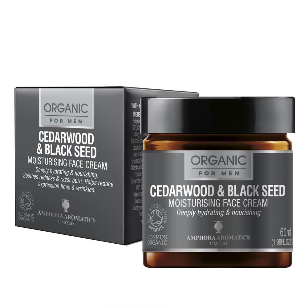 Cedarwood & Black seed Face Moisturiser For Men Organic 60ml, Amphora Aromatics