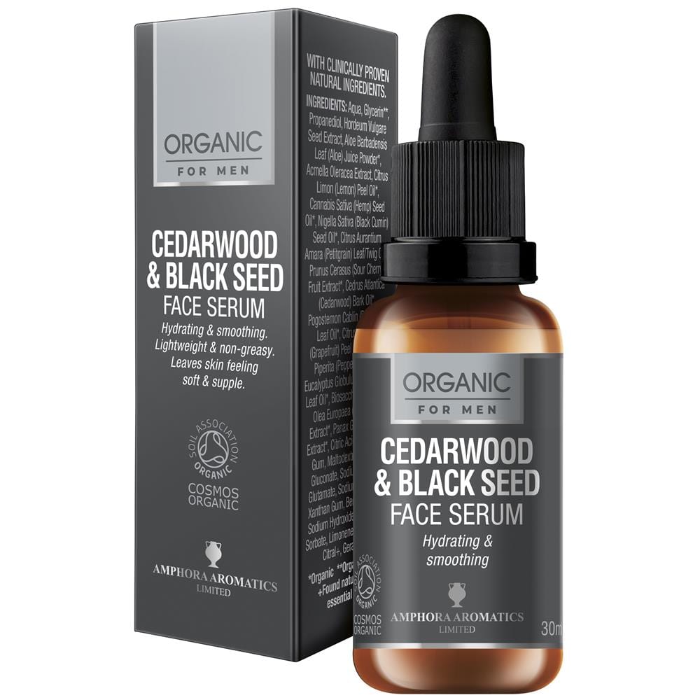 Cedarwood & Black Seed  Face Serum For Men Organic 30ml, Amphora Aromatics