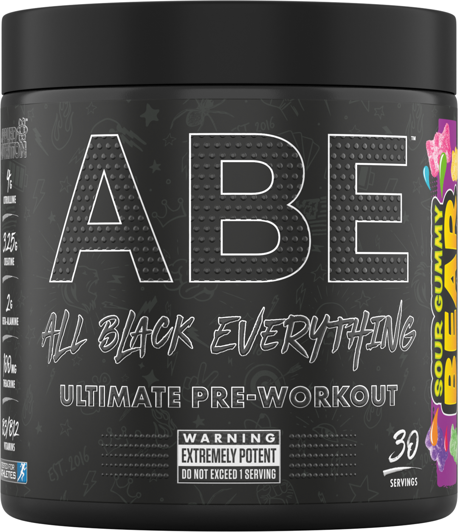 Applied Nutrition ABE (All Black Everything) 375g Sour Gummy Bear