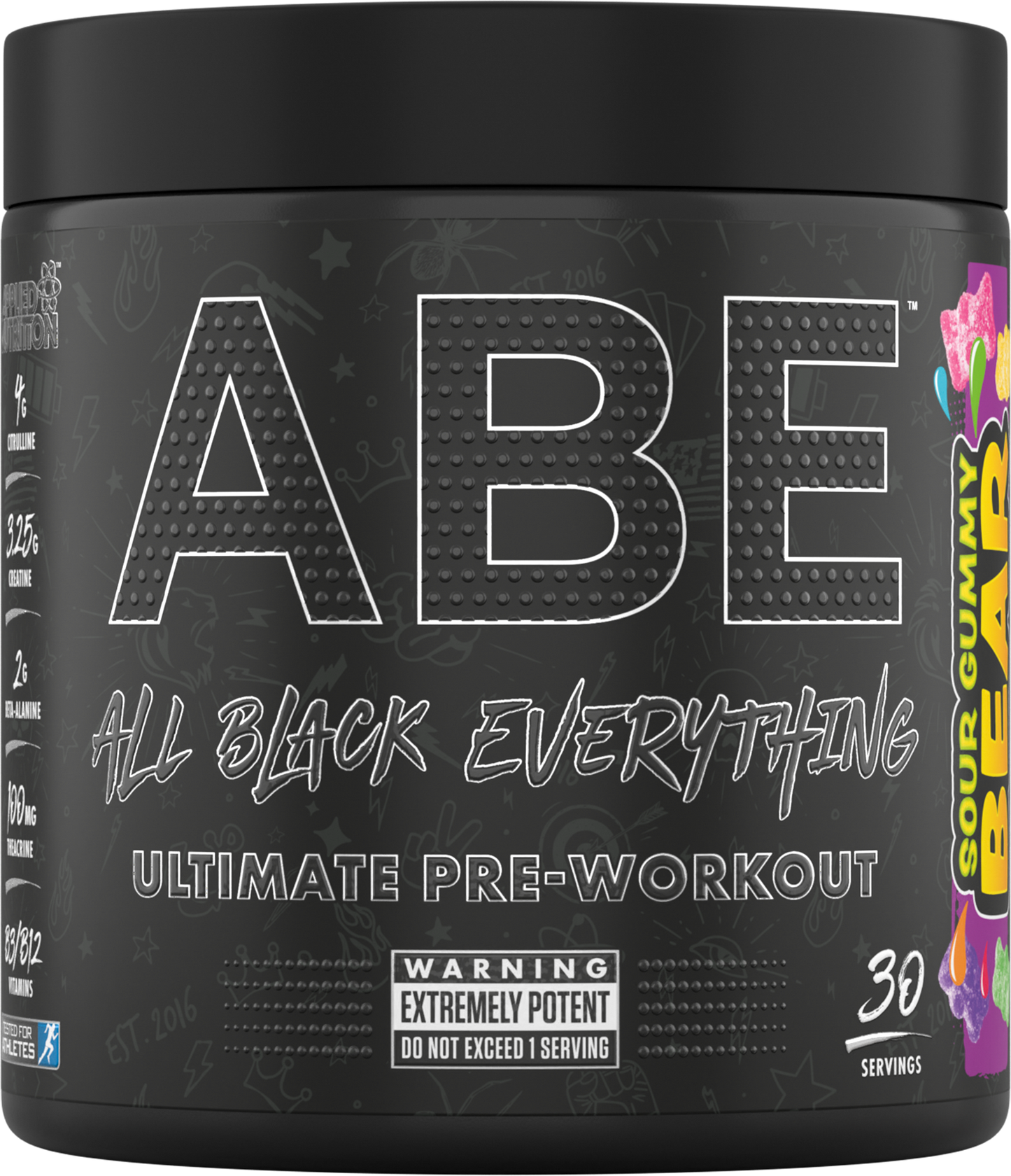 Applied Nutrition ABE (All Black Everything) 375g Sour Gummy Bear