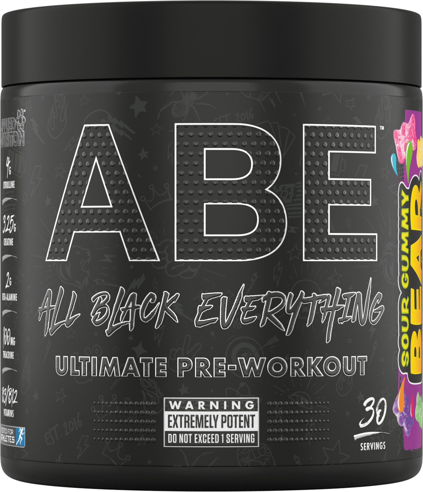 Applied Nutrition ABE (All Black Everything) 375g Sour Gummy Bear