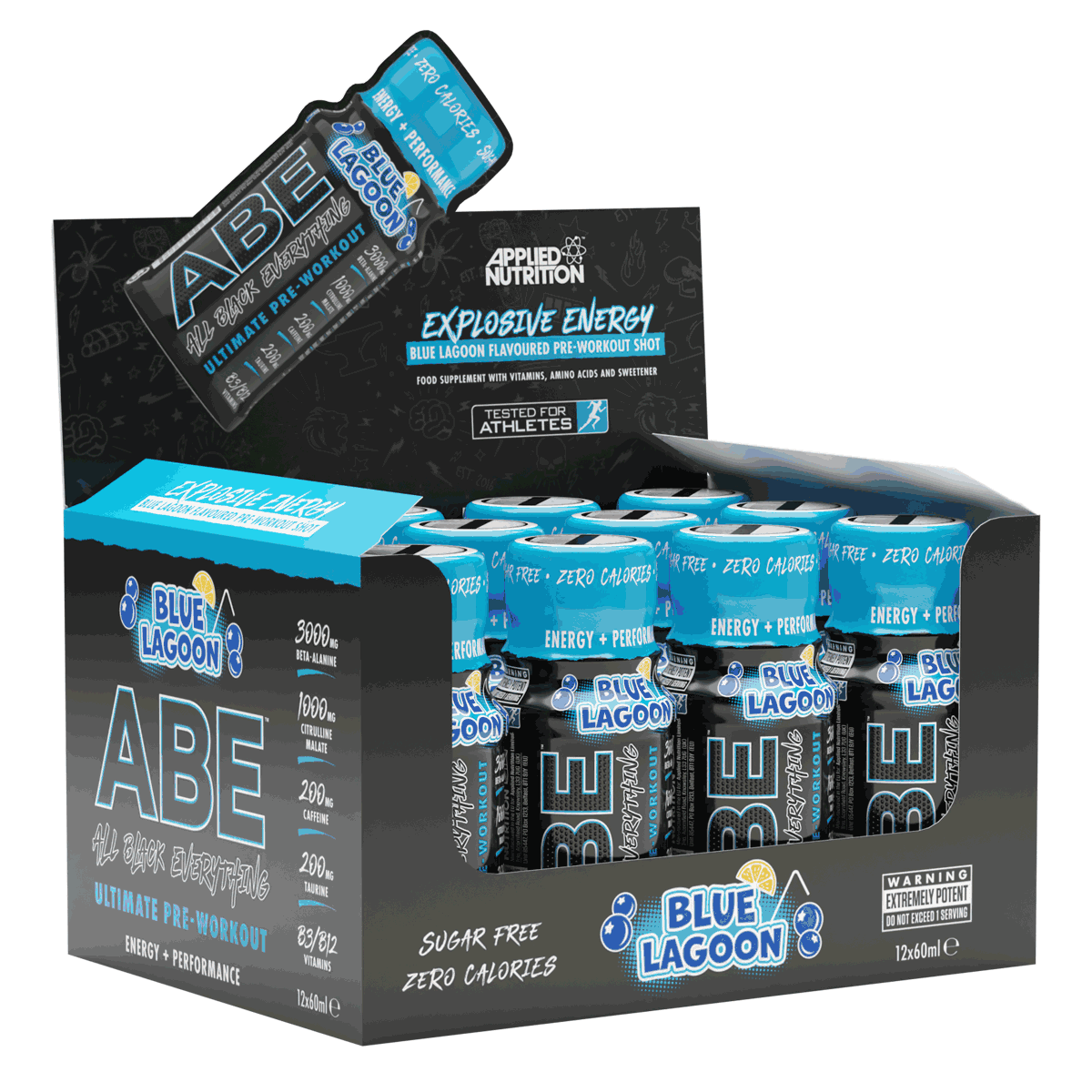 Applied Nutrition ABE (All Black Everything) Shots 12x60ml Blue Lagoon