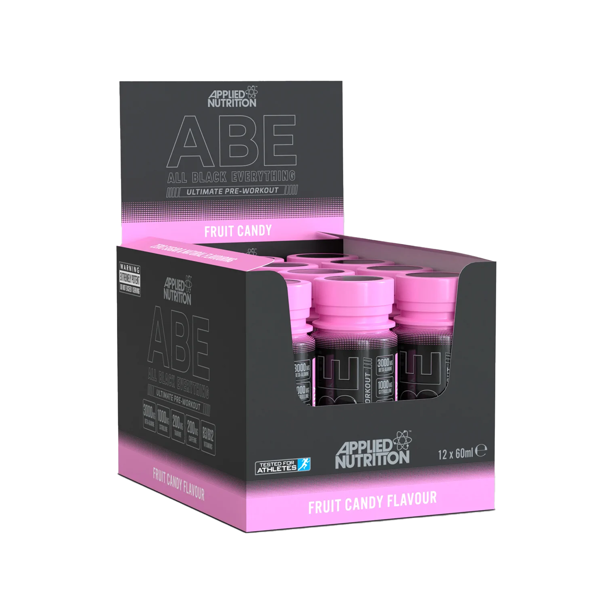 Applied Nutrition ABE (All Black Everything) Shots 12x60ml Fruit Candy