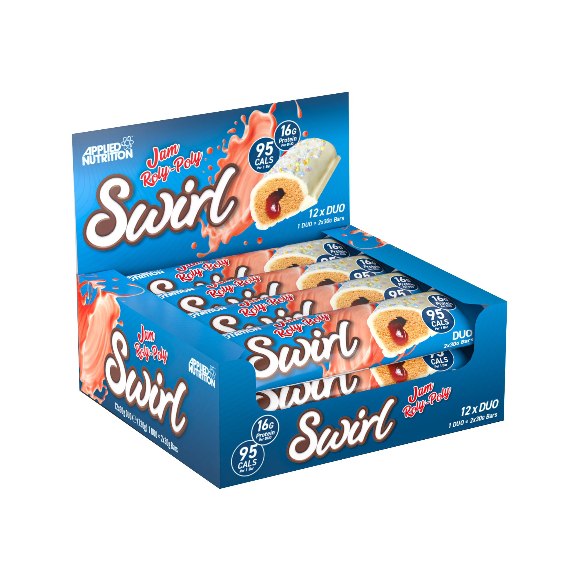 Applied Nutrition Swirl Bar 12x60g Jam Roly Poly