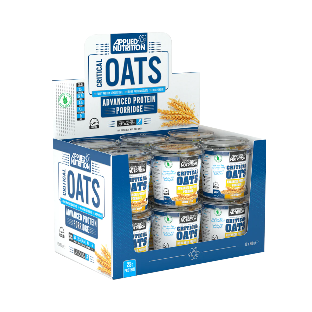 Applied Nutrition Critical Oats Protein Porridge 12x60g Golden Syrup