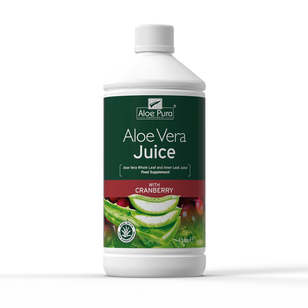 Aloe Vera Juice Max Strength Cranberry 1ltr, Aloe Pura