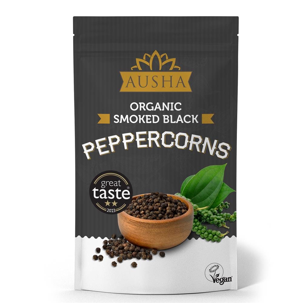 Organic Smoked Black Peppercorns 100g - 2** Great Taste Award, AUSHA