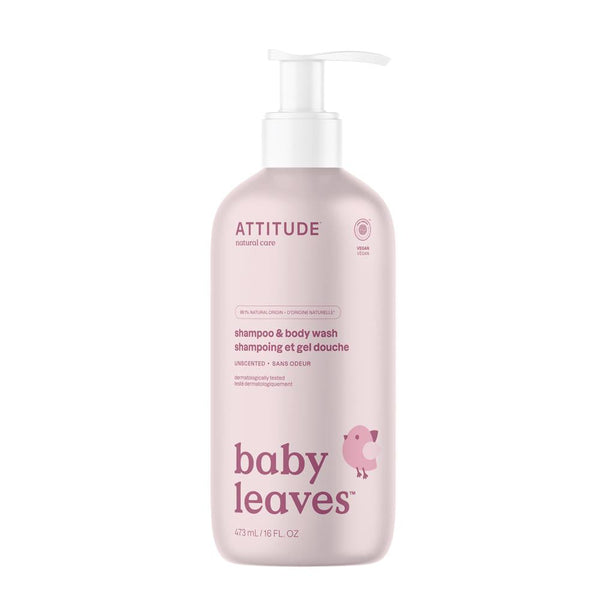 Baby Leaves - 2in1 Shampoo & Body Wash - Unscented - 473 mL, Attitude