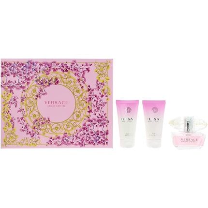 Versace Bright Crystal 3 Piece Gift Set: Eau De Toilette 50ml, Shower Gel 50ml, Body Lotion 50ml