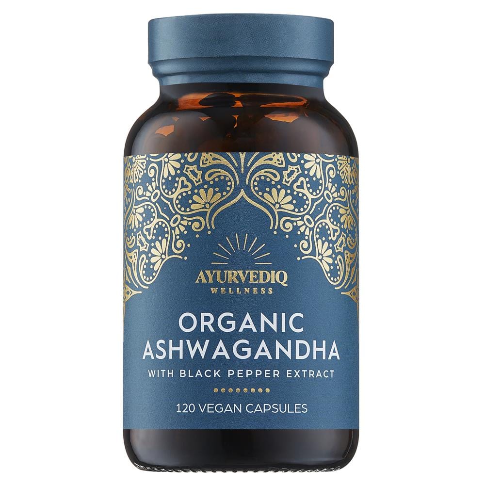 Organic Ashwaganda & Black Pepper Extract Caps - 120's, Ayurvediq Wellness