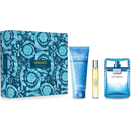 Versace Man Eau Fraiche Gift Set 100ml EDT 10ml EDT 150ml Shower Gel - Welzo