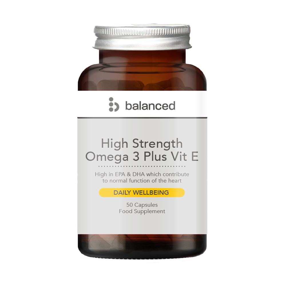 High Strength Omega 3 + Vit E 50 Gel Caps - Reusable Bottle, Balanced