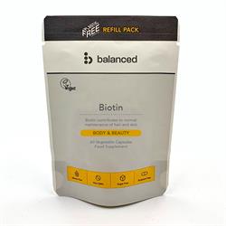 Biotin 60 Veggie Caps - Refill Pouch, Balanced