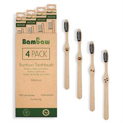 Bambaw | Bamboo toothbrushes (4-pack) | Medium, Bambaw