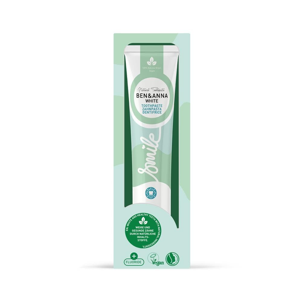 Ben & Anna Toothpaste Tube White (with fluoride) 75ml, Ben and Anna